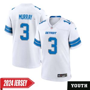 Eddie Murray No 3 Youth’s Detroit Lions Away Game 2024 Jersey – White