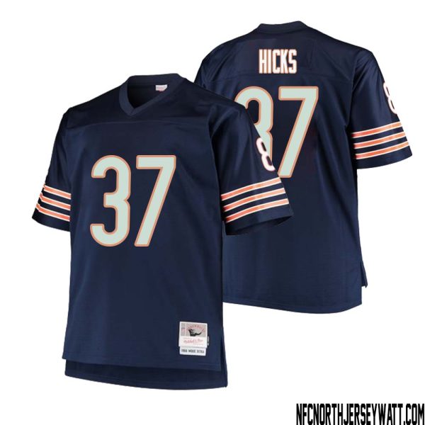 Elijah Hicks No 37 Men Mitchell & Ness Navy Chicago Bears Big & Tall 1985 Retired Player Replica Jersey