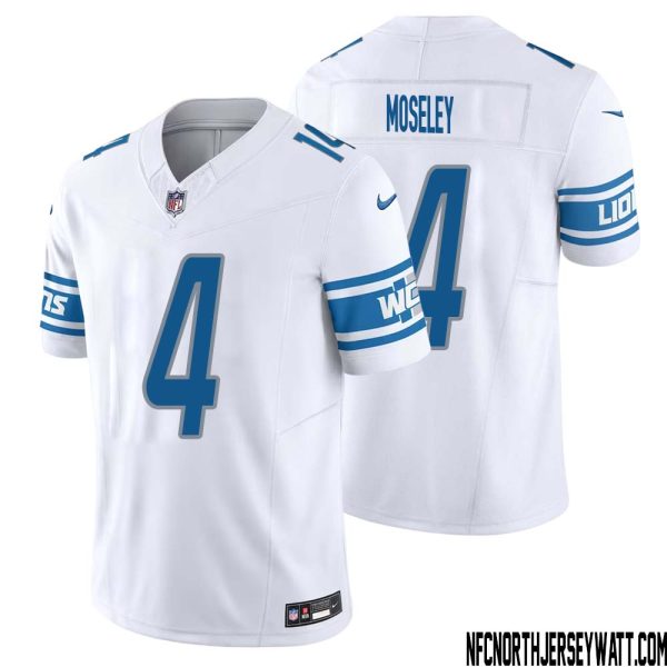 Emmanuel Moseley No 4 Men White Detroit Lions Vapor F.U.S.E. Limited Jersey – Replica