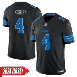 Emmanuel Moseley No 4 Men’s Detroit Lions 2nd Alternate Vapor F.U.S.E. Limited 2024 Jersey – Black