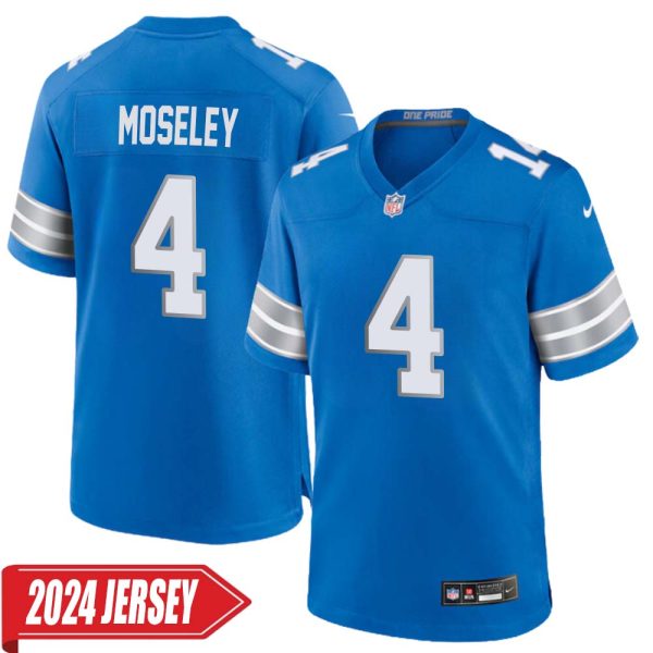 Emmanuel Moseley No 4 Men’S Detroit Lions Home Game 2024 Jersey – Blue