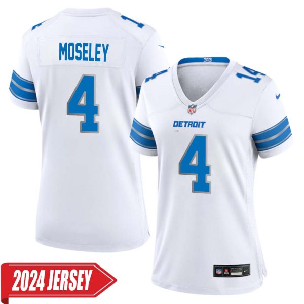 Emmanuel Moseley No 4 Woman’S Detroit Lions Away Game 2024 Jersey – White