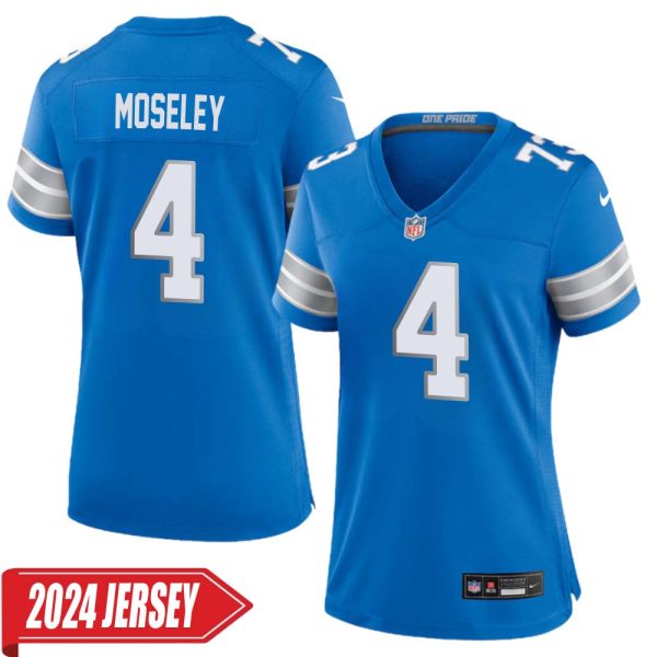 Emmanuel Moseley No 4 Woman’S Detroit Lions Home Game 2024 Jersey – Blue