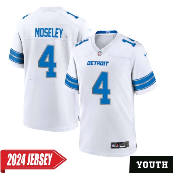 Emmanuel Moseley No 4 Youth’S Detroit Lions Away Game 2024 Jersey – White
