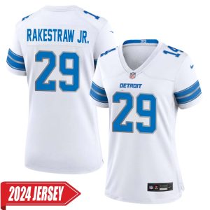Ennis Rakestraw Jr. No 29 Woman’s Detroit Lions Away Game 2024 Jersey – White