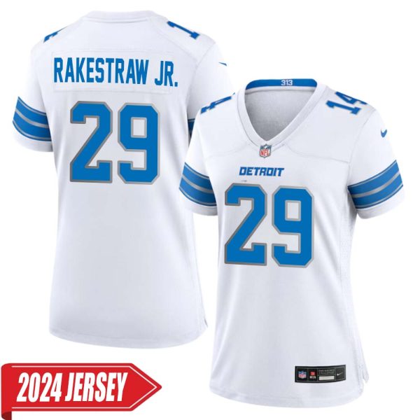 Ennis Rakestraw Jr. No 29 Woman’S Detroit Lions Away Game 2024 Jersey – White