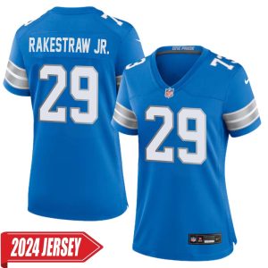 Ennis Rakestraw Jr. No 29 Woman’s Detroit Lions Home Game 2024 Jersey – Blue