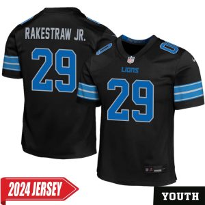 Ennis Rakestraw Jr. No 29 Youth’s Detroit Lions 2nd Alternate Vapor F.U.S.E. Limited 2024 Jersey – Black