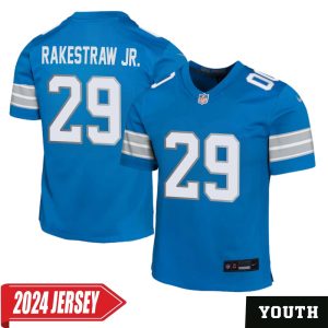 Ennis Rakestraw Jr. No 29 Youth’s Detroit Lions Home Game 2024 Jersey – Blue