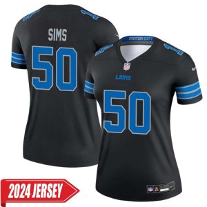 Ernie Sims No 50 Woman’s Detroit Lions 2nd Alternate Vapor F.U.S.E. Limited 2024 Jersey – Black