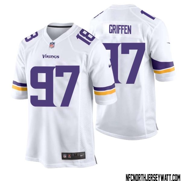 Everson Griffen No 97 Men White Minnesota Vikings Game Player Away Jersey – Replica