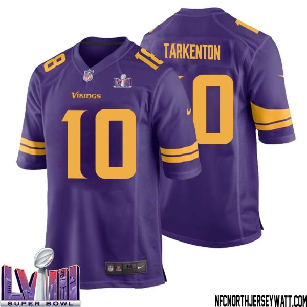 Fran Tarkenton No 10 Minnesota Vikings Super Bowl LVIII Alternate Game Jersey Purple for Men – Replica