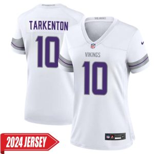 Fran Tarkenton No 10 Woman’s Minnesota Vikings White Alternate Custom Game 2024 Jersey