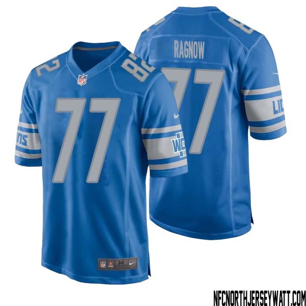Frank Ragnow No 77 Men Blue Detroit Lions Player Home Game Jersey – Replica