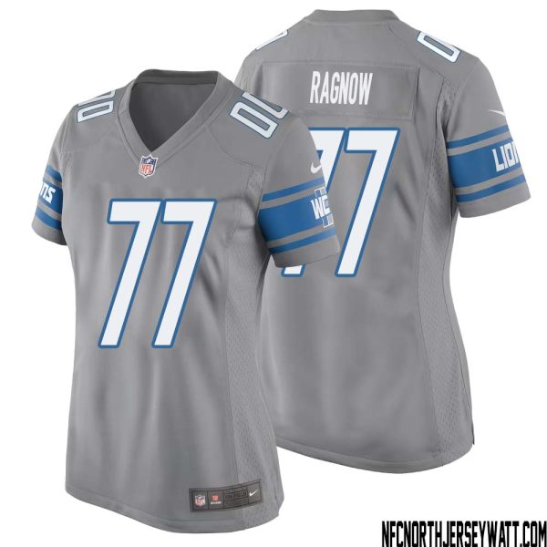 Frank Ragnow No 77 Women Gray Detroit Lions Player Alternate Game Jersey – Replica