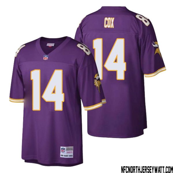 Fred Cox No 14 Men Mitchell & Ness Purple Minnesota Vikings Retired Player Legacy Replica Jersey