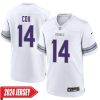 Fred Cox No 14 Woman’S Minnesota Vikings White Alternate Custom Game 2024 Jersey