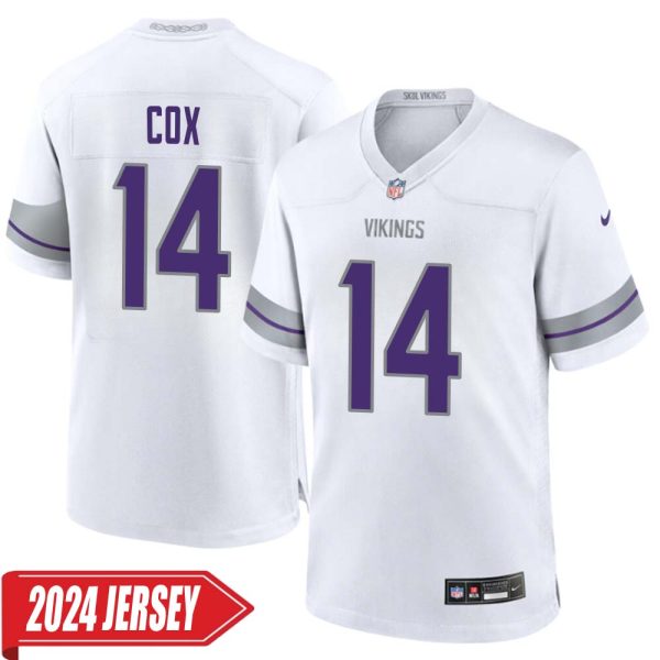 Fred Cox No 14 Men’S Minnesota Vikings White Alternate Custom Game 2024 Jersey