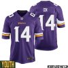 Fran Tarkenton No 10 Minnesota Vikings Game Jersey Court Purple For Youth – Replica