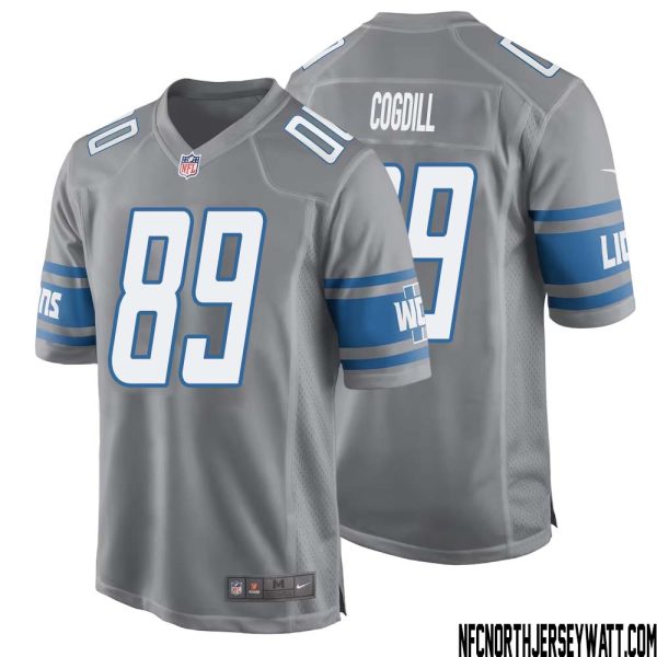 Gail Cogdill No 89 Men Gray Detroit Lions Player Alternate Game Jersey – Replica