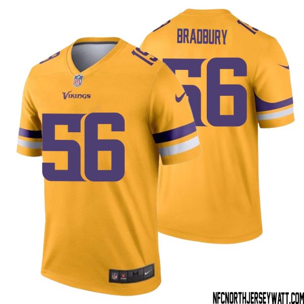 Garrett Bradbury No 56 Men Minnesota Vikings Gold Inverted Legend Jersey – Replica