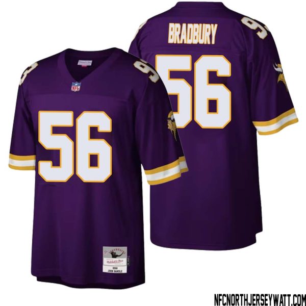 Garrett Bradbury No 56 Men Mitchell & Ness Purple Minnesota Vikings Legacy Replica Jersey