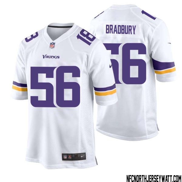 Garrett Bradbury No 56 Men White Minnesota Vikings Game Player Away Jersey – Replica