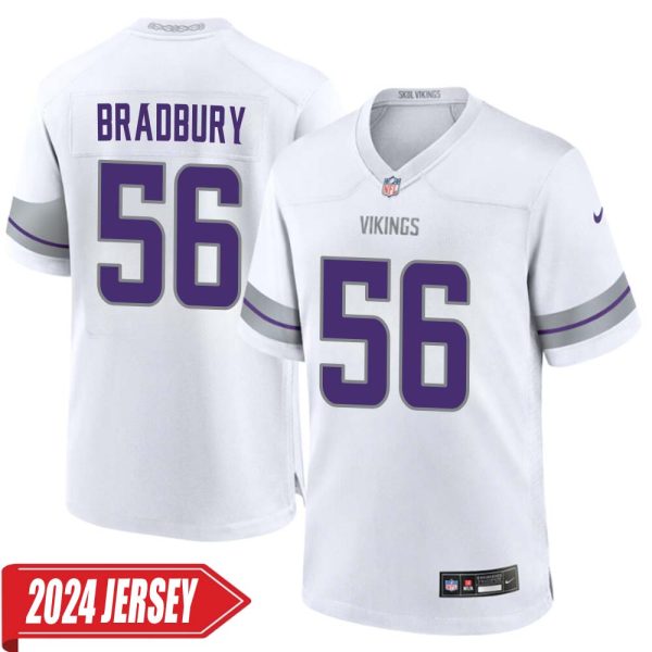 Garrett Bradbury No 56 Men’S Minnesota Vikings White Alternate Custom Game 2024 Jersey