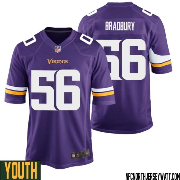 Garrett Bradbury No 56 Minnesota Vikings Game Jersey Court Purple For Youth – Replica