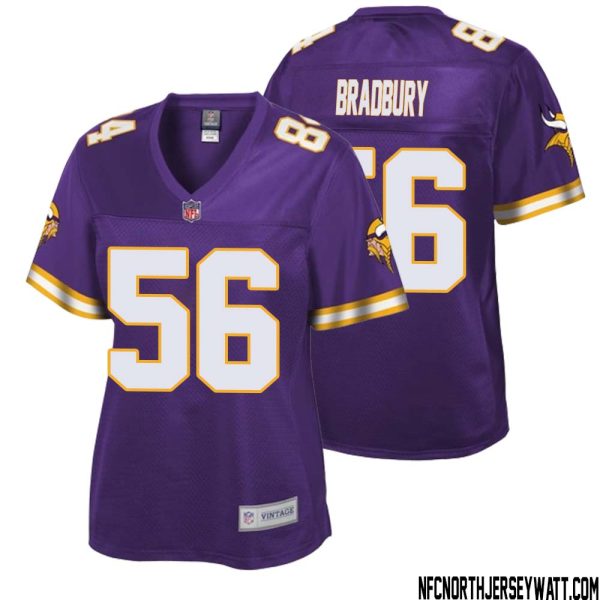Garrett Bradbury No 56 Women Nfl Pro Line Purple Minnesota Vikings Retired Player Replica Jersey