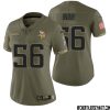Fred Cox No 14 Women Olive Minnesota Vikings 2022 Salute To Service Retired Player Limited Jersey – Replica