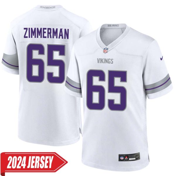 Gary Zimmerman No 65 Men’S Minnesota Vikings White Alternate Custom Game 2024 Jersey