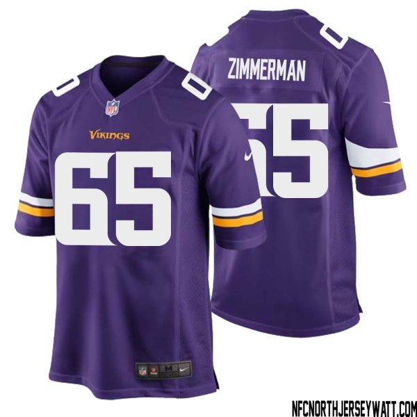 Gary Zimmerman No 65 Minnesota Vikings Game Jersey Court Purple For Mens – Replica