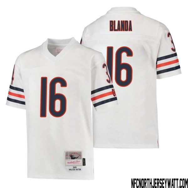 George Blanda No 16 Youth Mitchell & Ness White Chicago Bears 1985 Retired Player Legacy Jersey – Replica