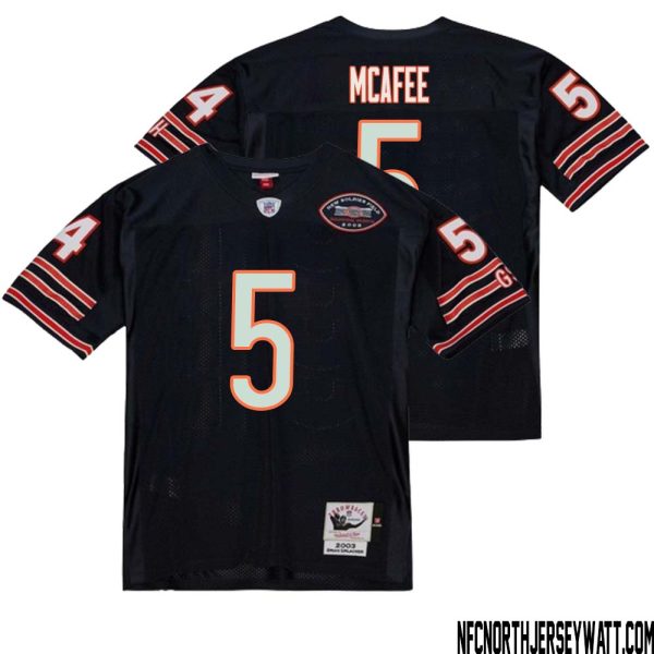 George McAfee No 5 Men Mitchell & Ness Dark Navy Chicago Bears 2004 Authentic Throwback Retired Player Jersey – Replica