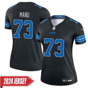 Giovanni Manu No 73 Woman’s Detroit Lions 2nd Alternate Vapor F.U.S.E. Limited 2024 Jersey – Black