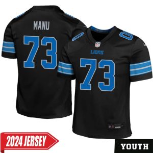 Giovanni Manu No 73 Youth’s Detroit Lions 2nd Alternate Vapor F.U.S.E. Limited 2024 Jersey – Black