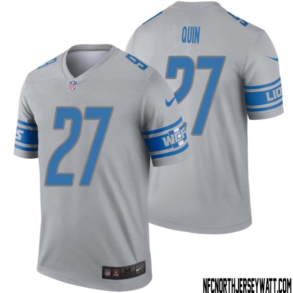 Glover Quin No 27 Men Gray Detroit Lions Inverted Legend Jersey – Replica