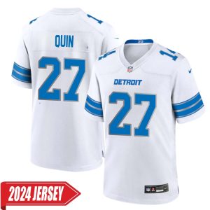 Glover Quin No 27 Men’s Detroit Lions Away Game 2024 Jersey – White