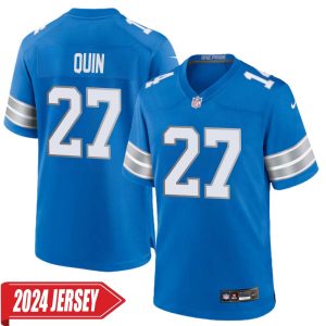 Glover Quin No 27 Men’s Detroit Lions Home Game 2024 Jersey – Blue
