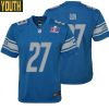 Glover Quin No 27 Youths Custom Gray Detroit Lions Alternate Super Bowl Lviii Game Jersey