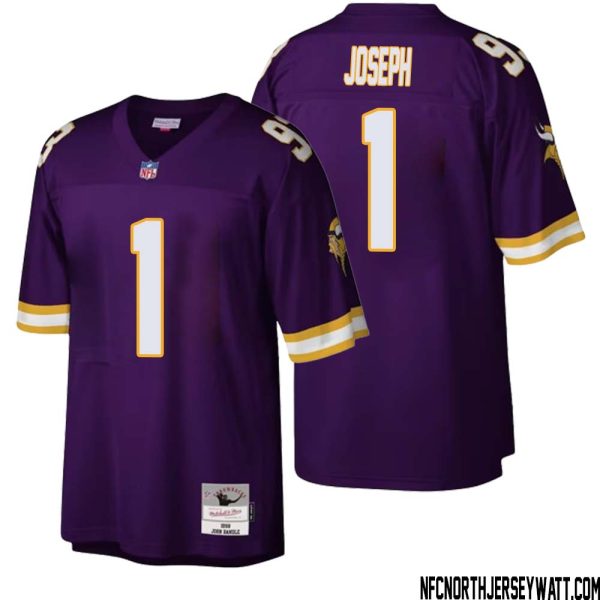 Greg Joseph No 1 Men Mitchell & Ness Purple Minnesota Vikings Legacy Replica Jersey