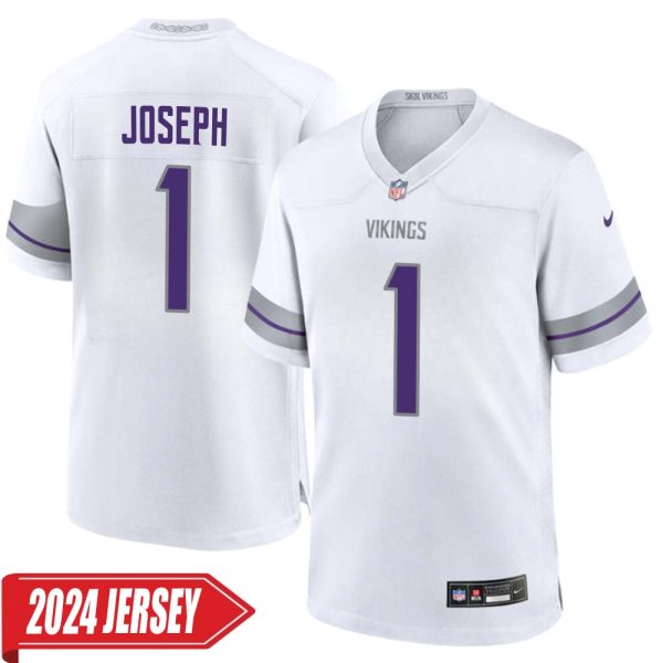 Greg Joseph No 1 Men’S Minnesota Vikings White Alternate Custom Game 2024 Jersey