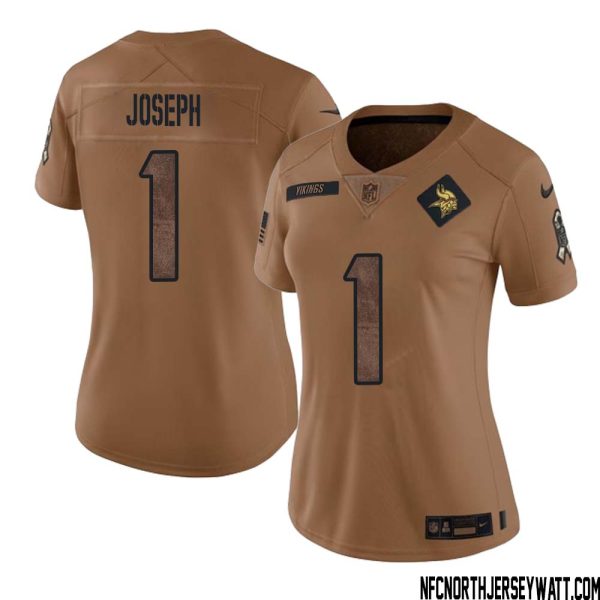 Greg Joseph No 1 Women Brown Minnesota Vikings 2023 Salute To Service Limited Jersey – Replica