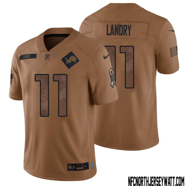 Greg Landry No 11 Men Brown Detroit Lions 2023 Salute To Service Retired Player Limited Jersey – Replica
