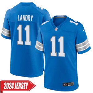 Greg Landry No 11 Men’s Detroit Lions Home Game 2024 Jersey – Blue