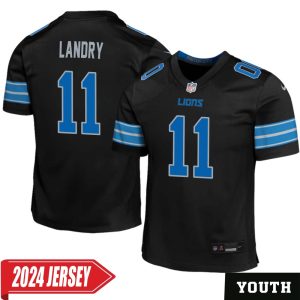 Greg Landry No 11 Youth’s Detroit Lions 2nd Alternate Vapor F.U.S.E. Limited 2024 Jersey – Black