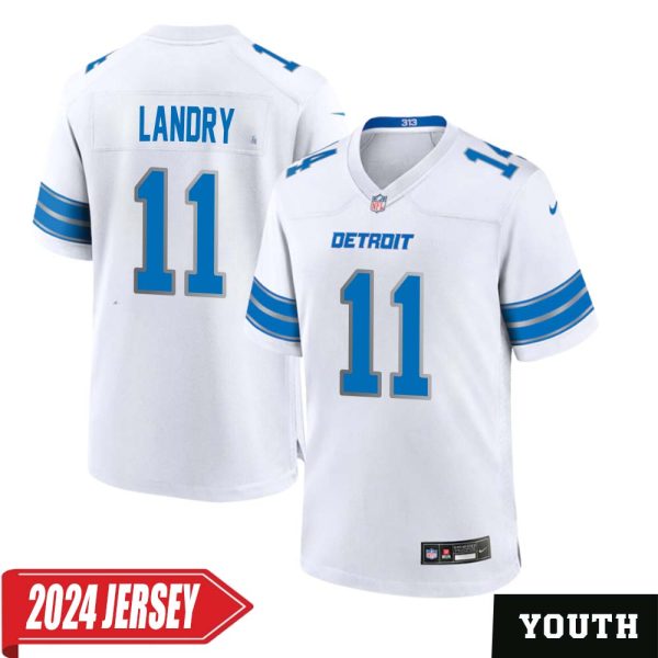 Greg Landry No 11 Youth’S Detroit Lions Away Game 2024 Jersey – White