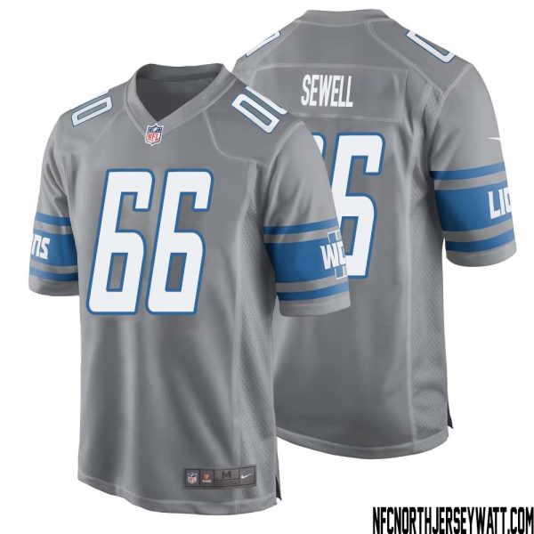 Harley Sewell No 66 Men Gray Detroit Lions Player Alternate Game Jersey – Replica