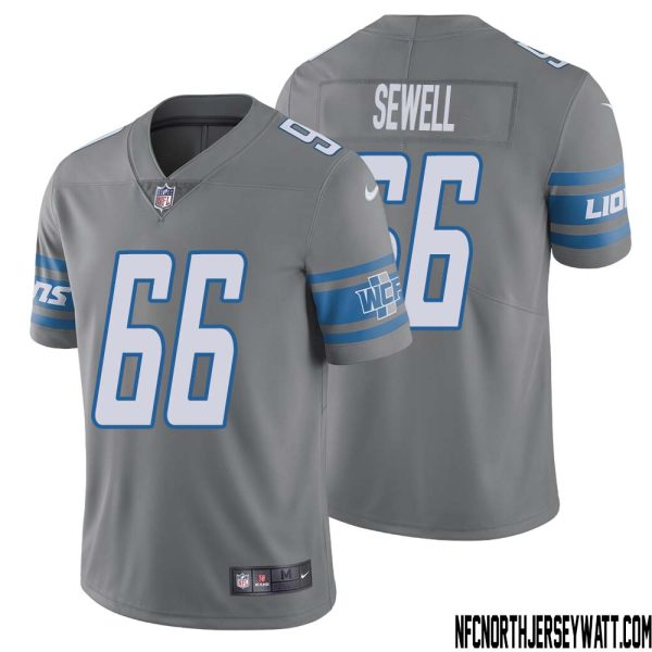 Harley Sewell No 66 Men Steel Detroit Lions Vapor Untouchable Color Rush Limited Player Jersey – Replica